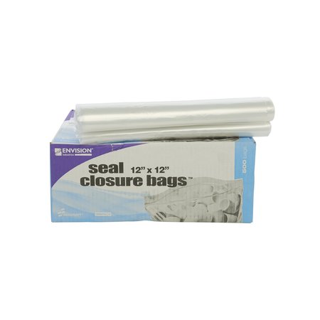 STOUT BY ENVISION Clear Resealable Zipper Seal Storage Bags 12 x 12 Case of 500 Bags, 500PK ZF-008C